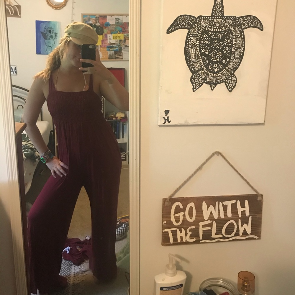 earthbound red long soft jumpsuit